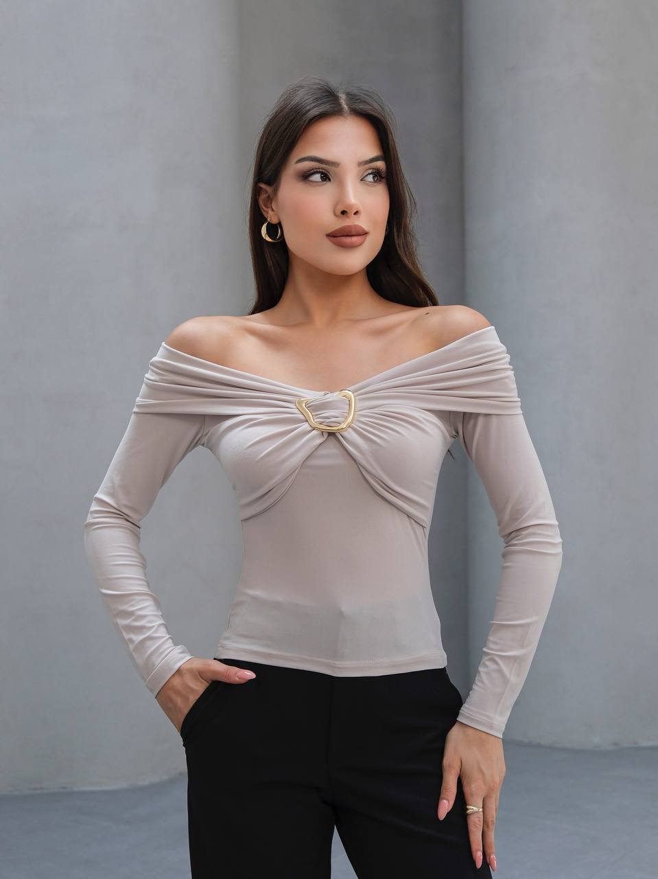 TOKALI MADONNA YAKA BLUZ - Taş