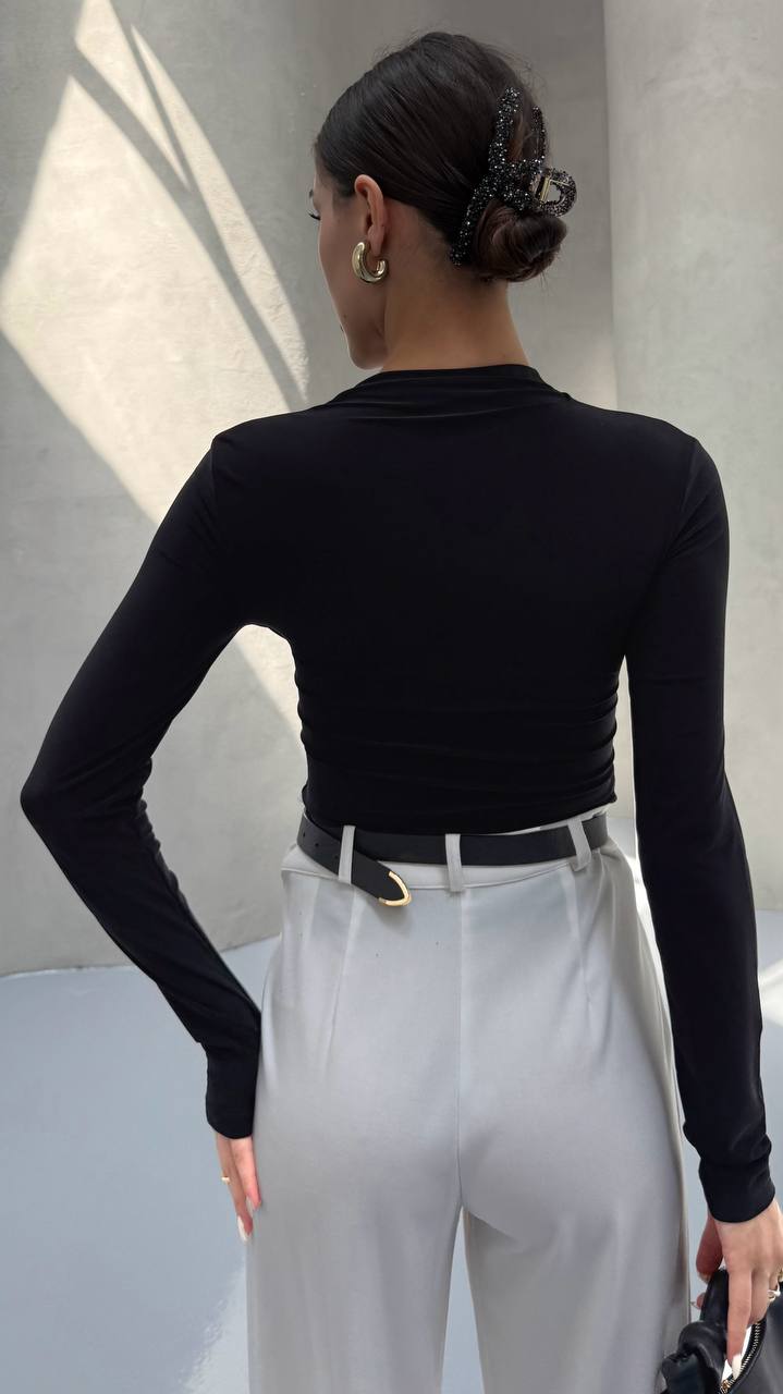 DAMLA AKSESUARLI BLUZ - Siyah