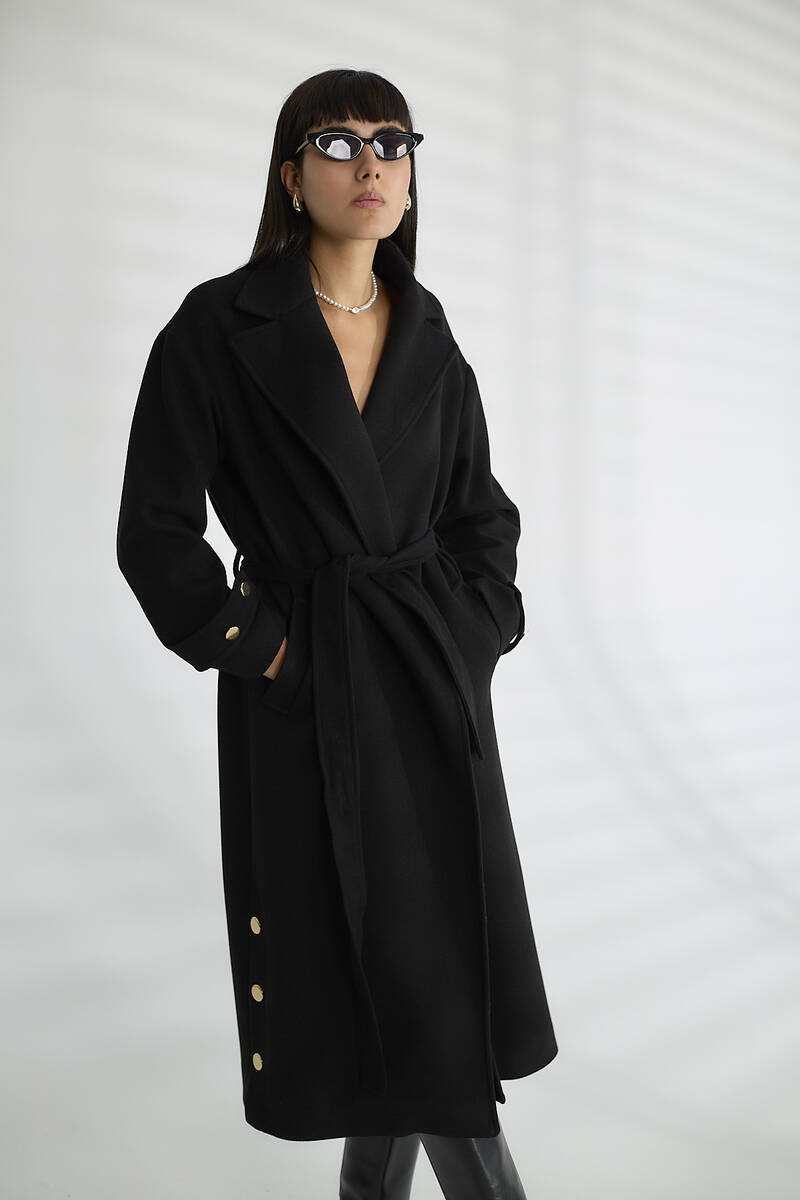 KADIN GOLD DÜGMELİ KABAN - Siyah