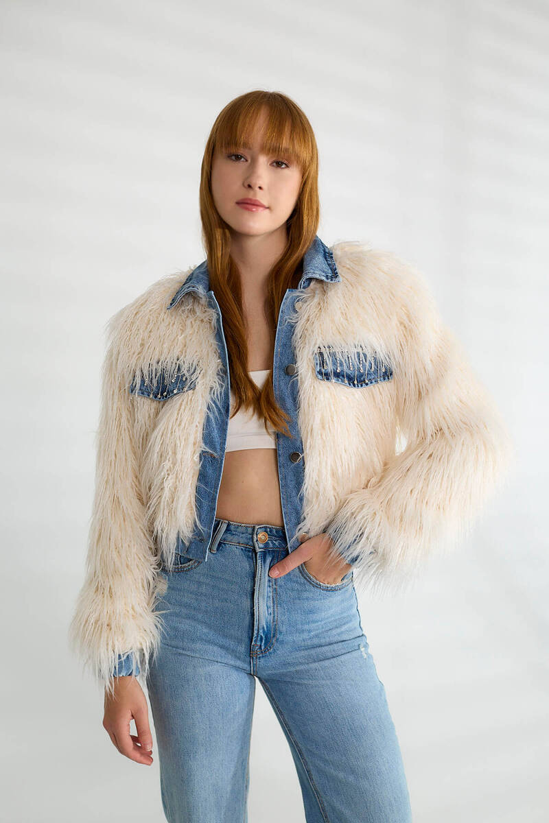 Taşlı Peluş-Jean Mont - Bej