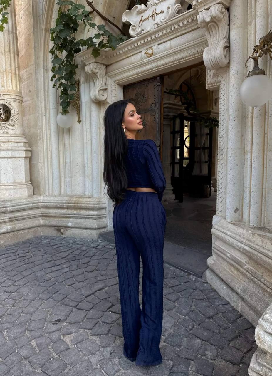 Fitilli Ters Dikiş İkili Takım - Lacivert