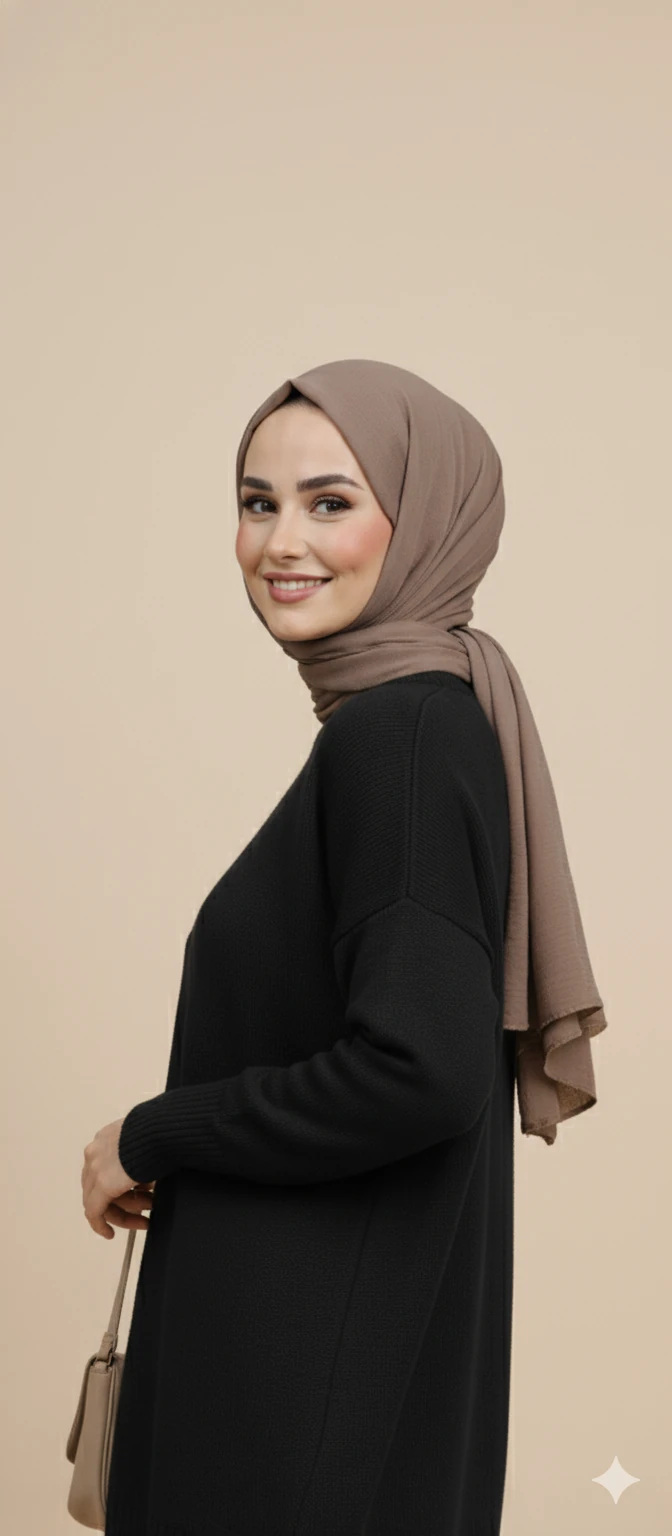 Triko Tunik Pantolon Tesettür Takım - Siyah