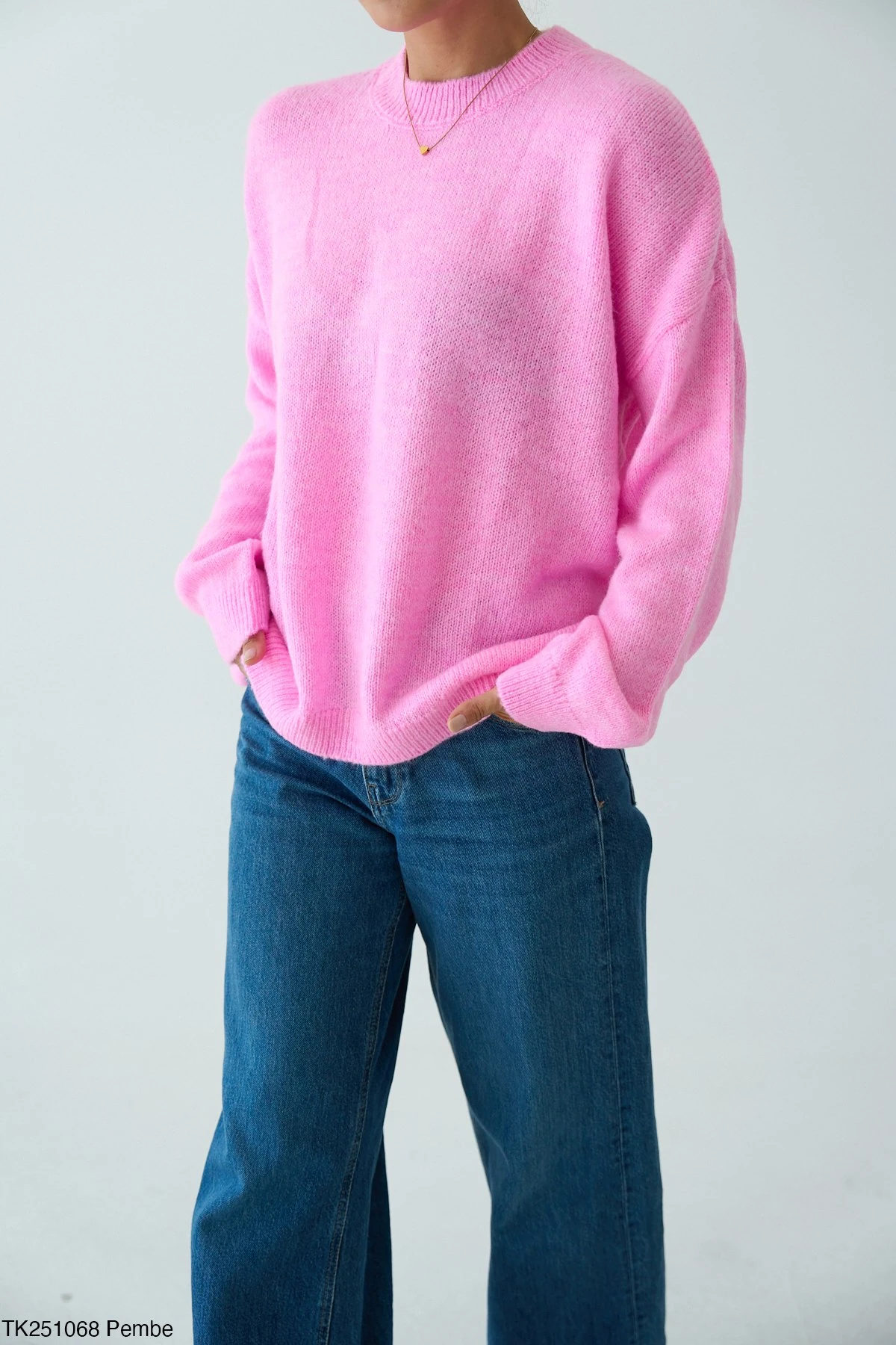 Bisiklet Yaka Oversize Triko Kazak