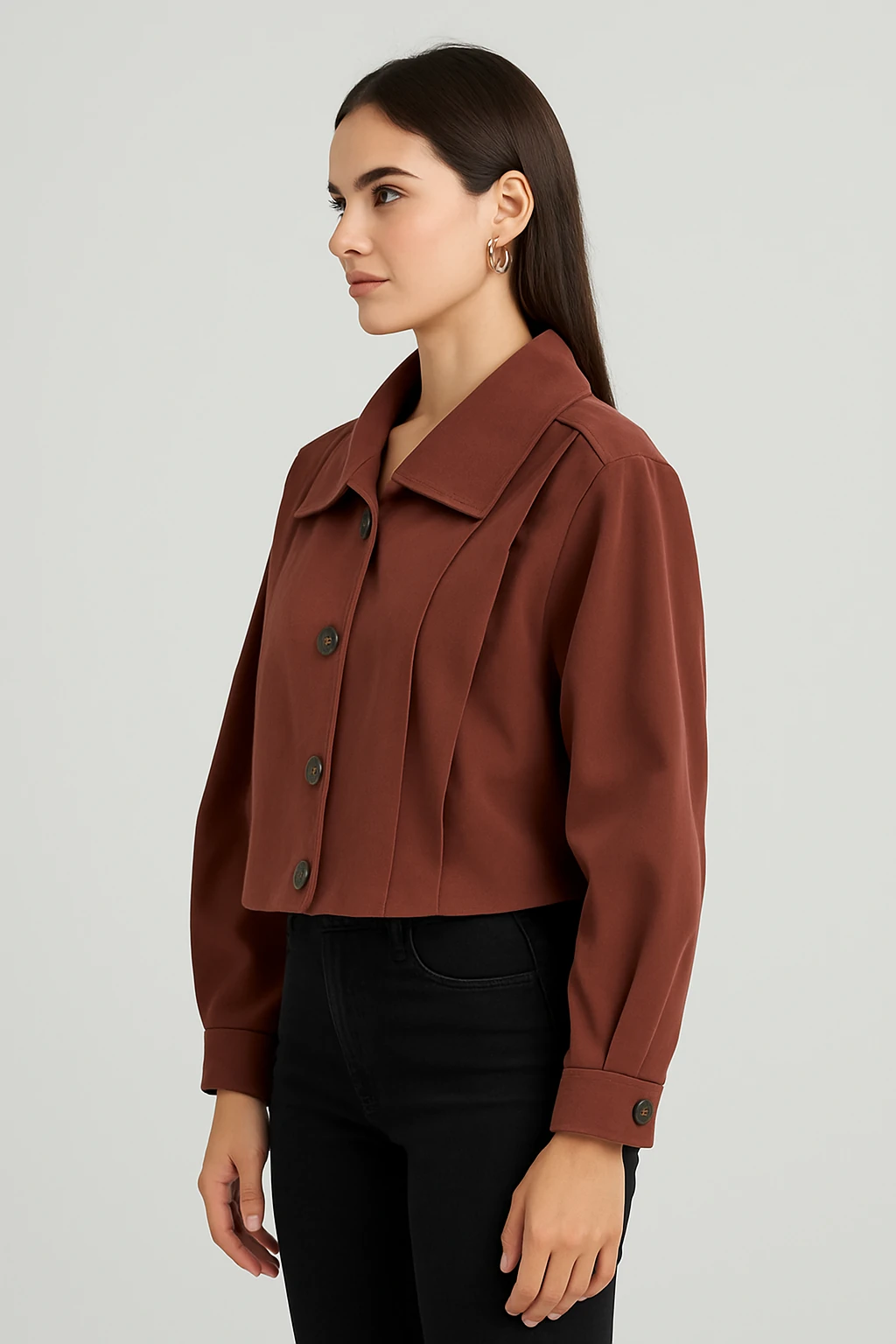 PİLE DETAYLI TRENC - Kahverengi