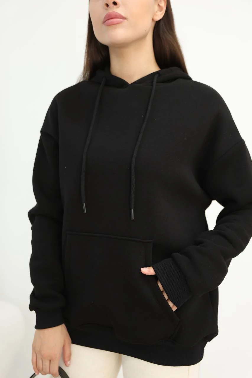 Üç İplik Kanguru Cep Sweatshirt Pembe