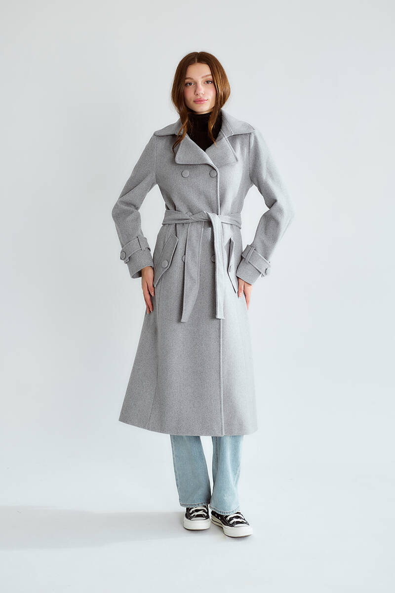 KADIN GOLD DÜGMELİ KABAN - Gri