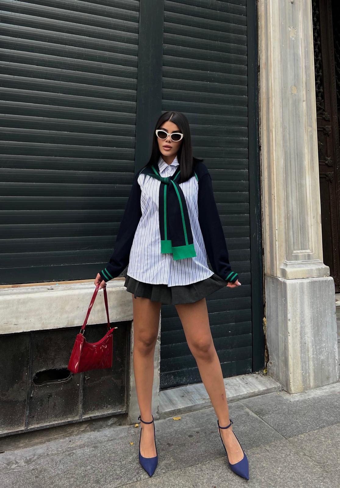 Cemo Spor Şık Bisiklet Yaka Katmanlı Gömlek Süveter Yelek