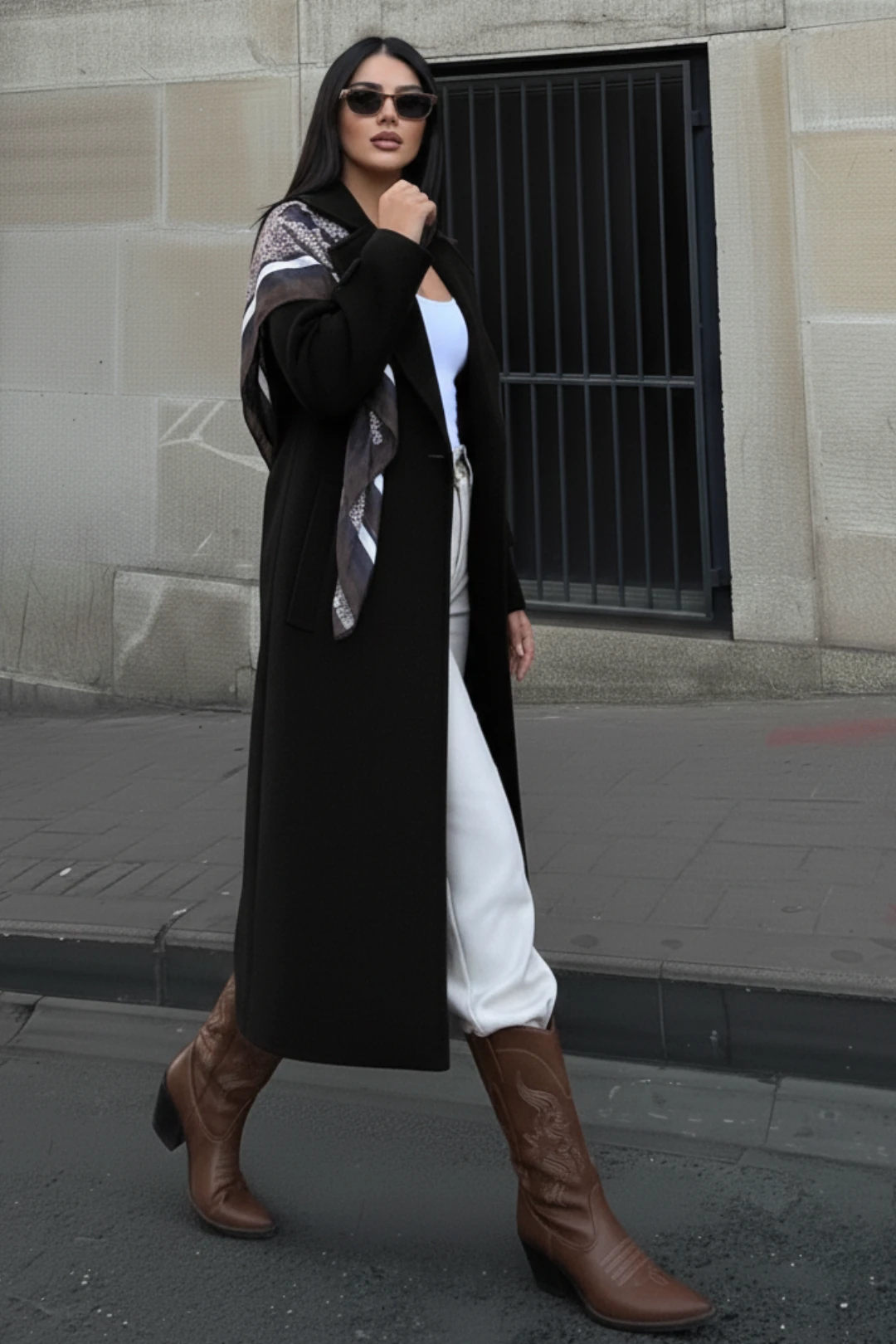 Kruvaze Kesim Kışlık Trençkot Palto - Siyah