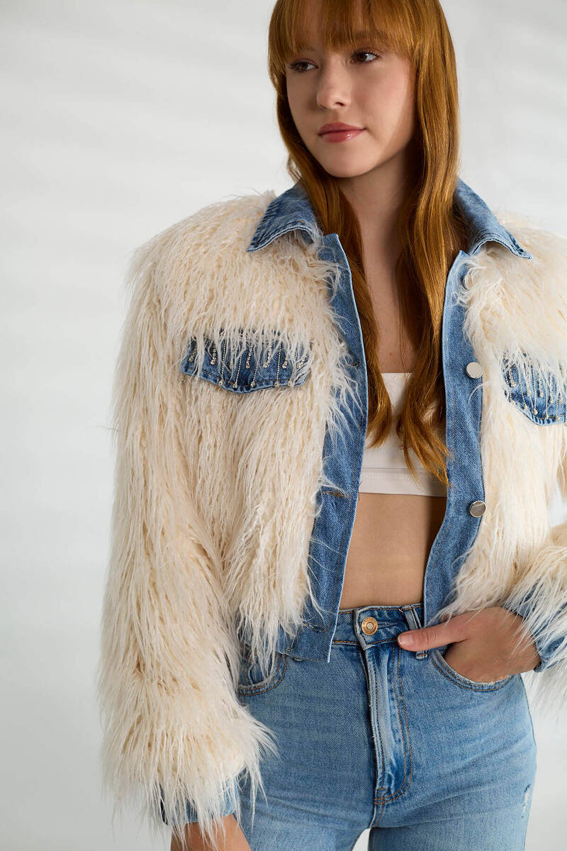 Taşlı Peluş-Jean Mont - Bej