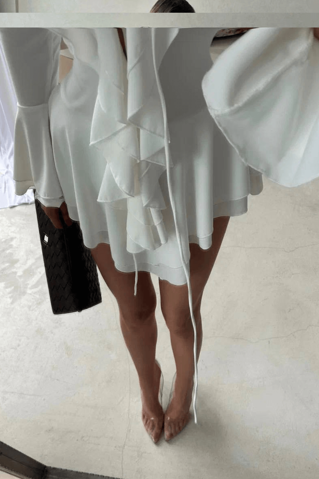 Kadın Dalgıç Kumaş Fırfırlı Elbise