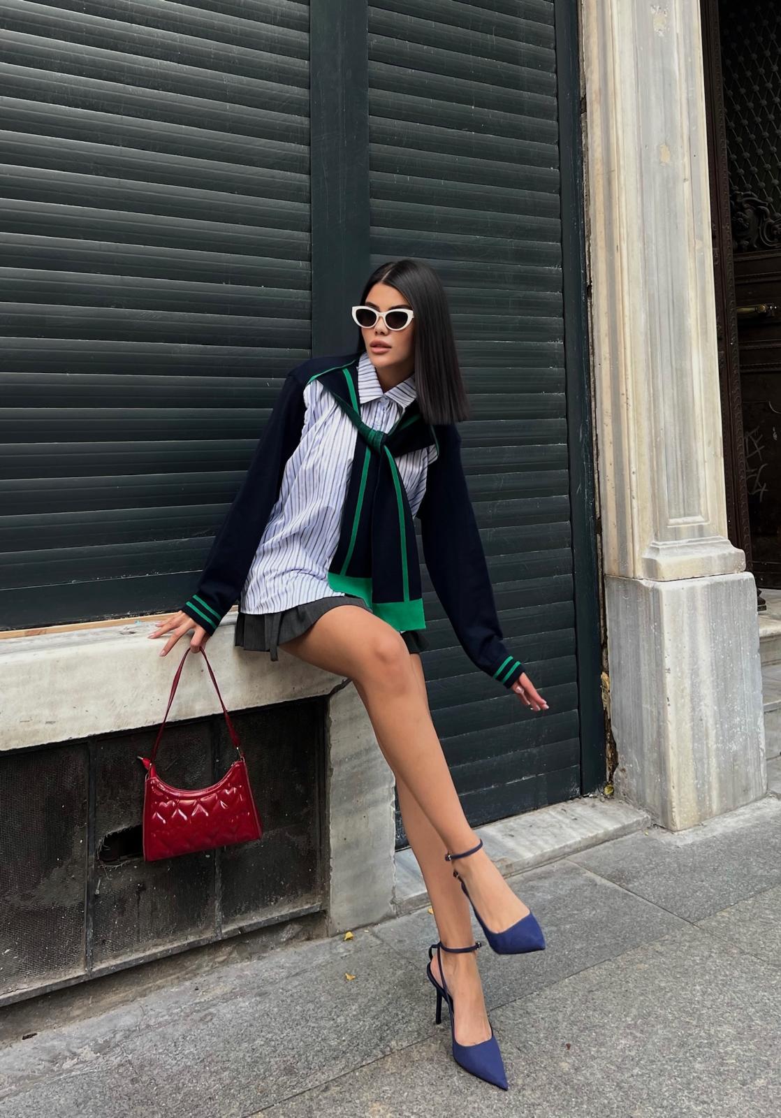 Cemo Spor Şık Bisiklet Yaka Katmanlı Gömlek Süveter Yelek