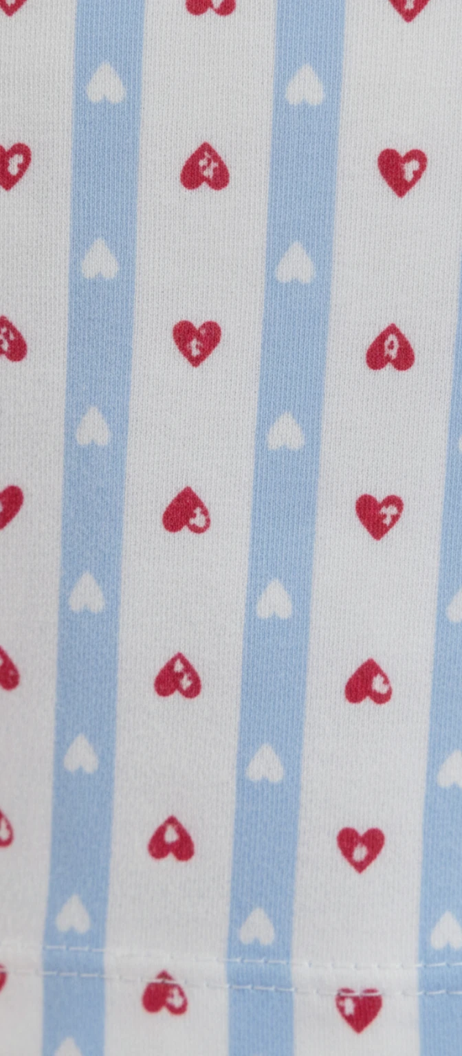 Kalp Baskılı Çizgili Kısa Kollu Pijama TakımI