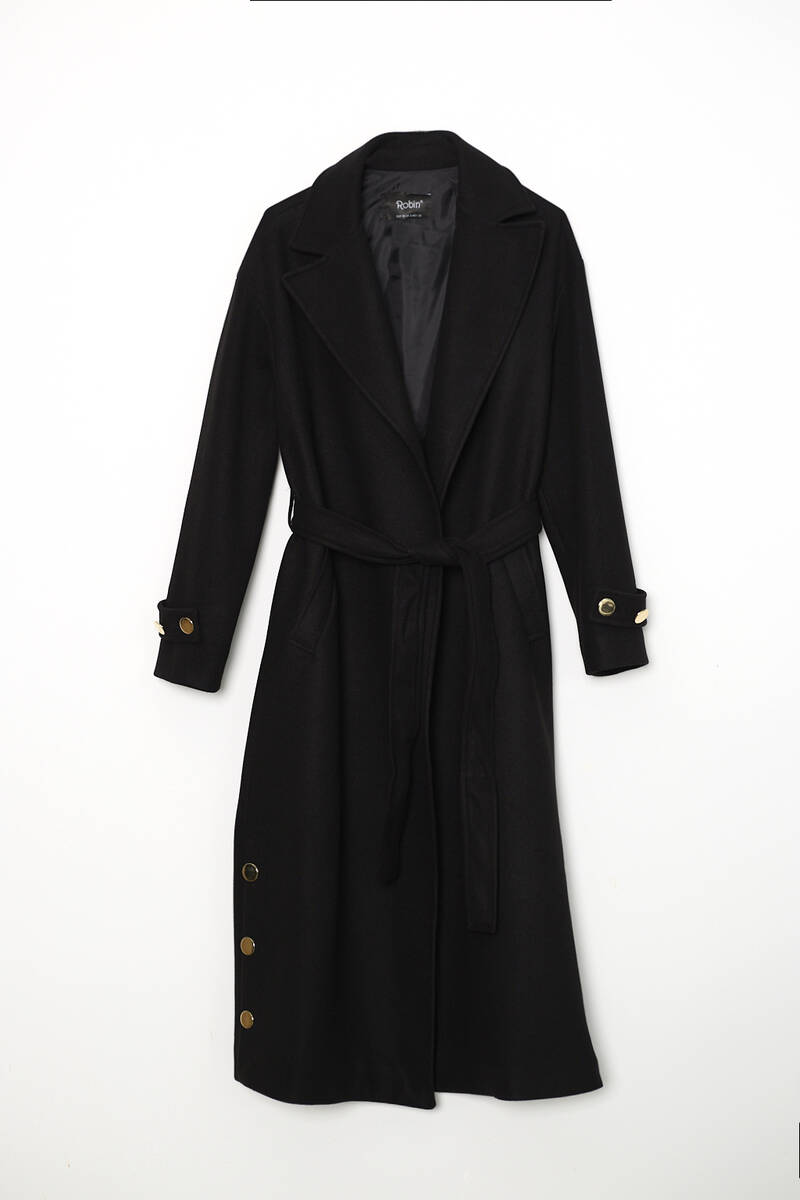 KADIN GOLD DÜGMELİ KABAN - Siyah