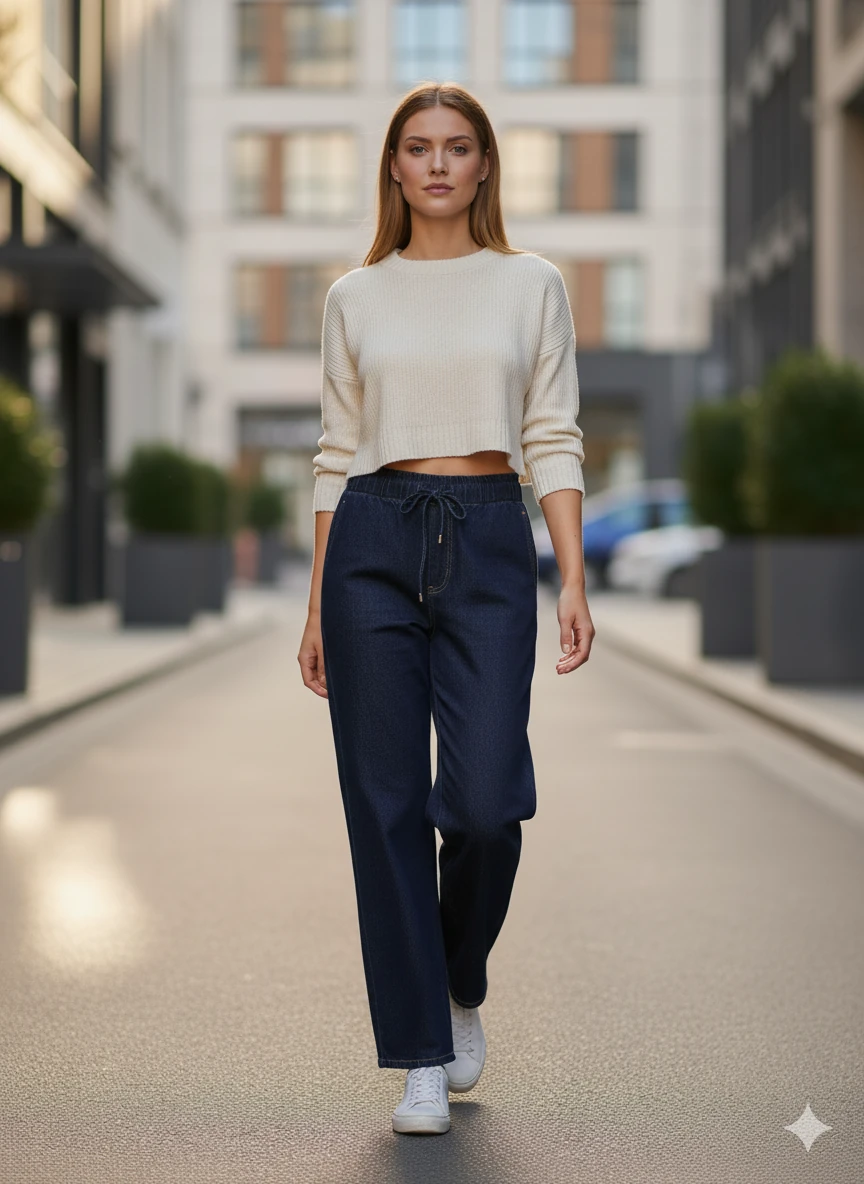 Vera Modern Bol Paça Jogger Kesim Denim Pantolon