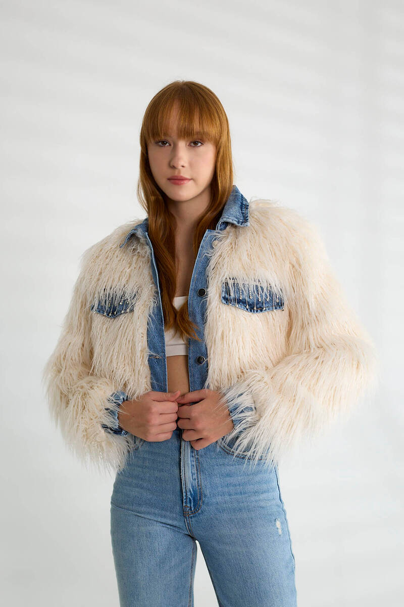 Taşlı Peluş-Jean Mont - Bej