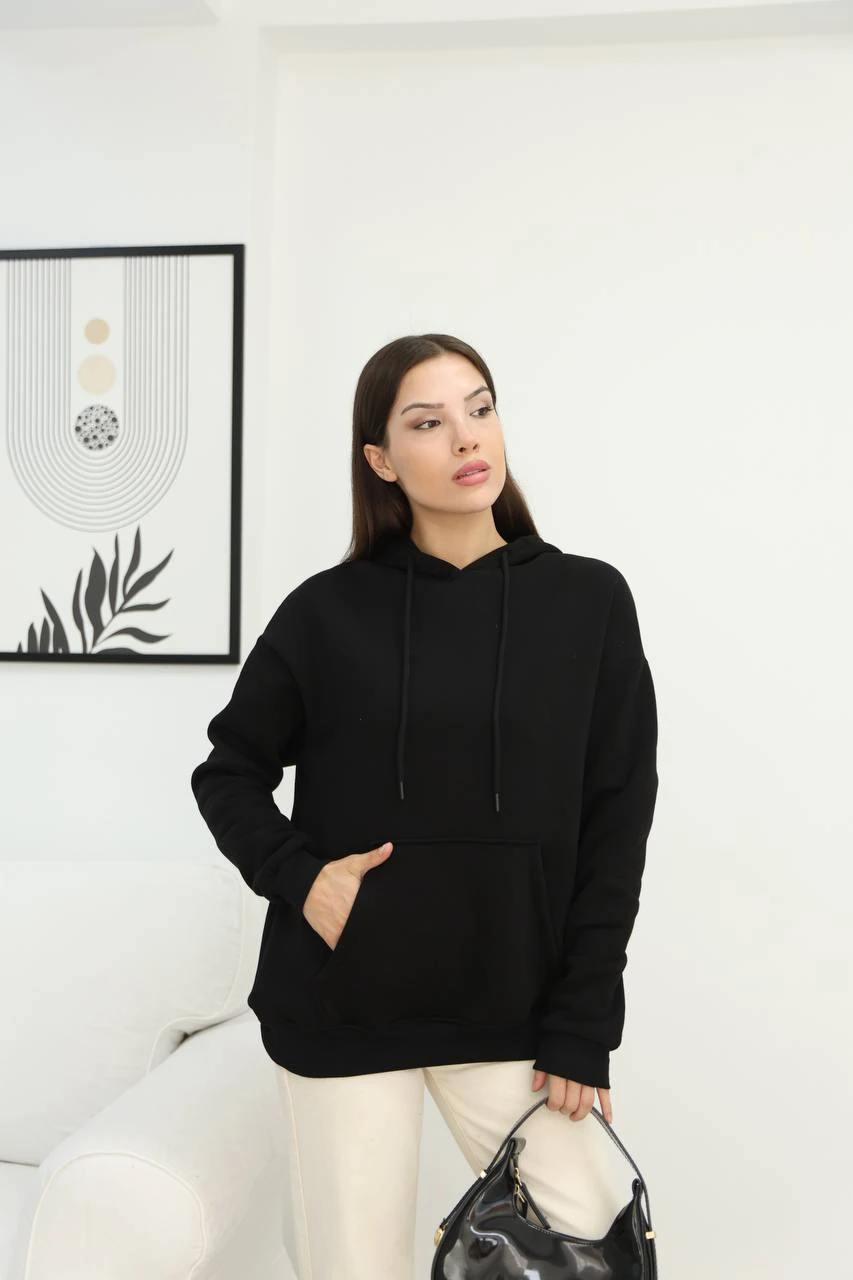 Üç İplik Kanguru Cep Sweatshirt Pembe