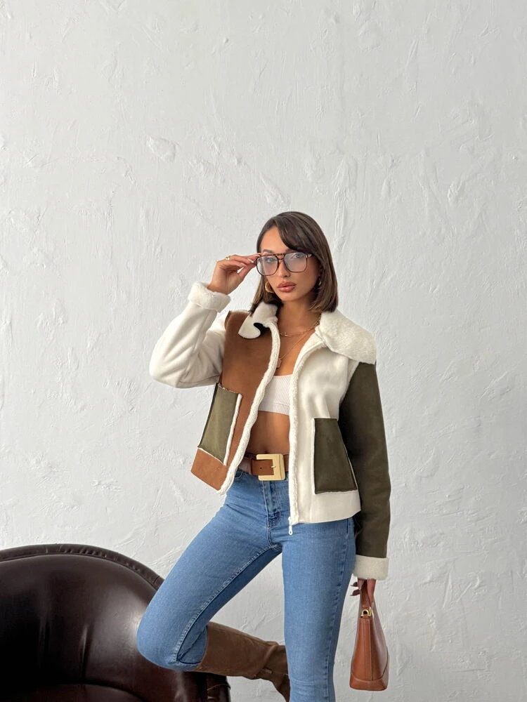 Süet Tavşan Tüyü Lamine Mont