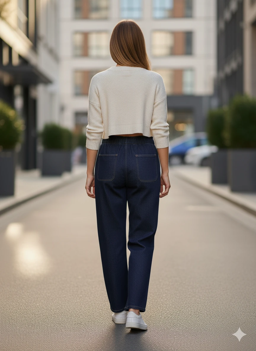 Vera Modern Bol Paça Jogger Kesim Denim Pantolon