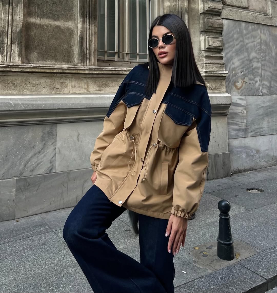 Cemo Denim Detaylı Rüzgarlık Ceket Fermuarlı