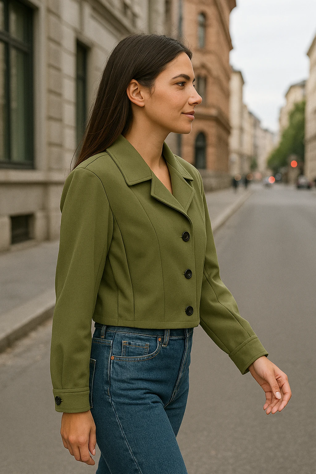 PİLE DETAYLI TRENC - Haki Yeşili