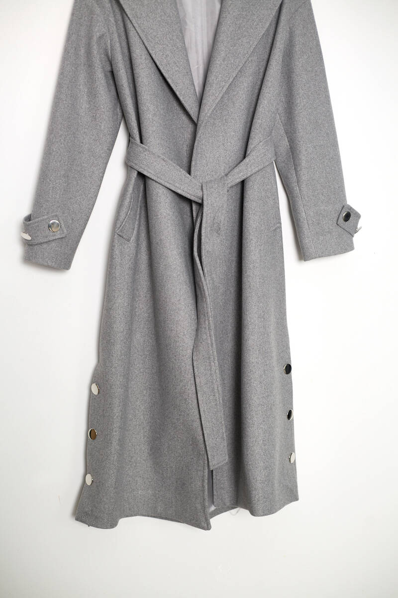 KADIN GOLD DÜGMELİ KABAN - Gri