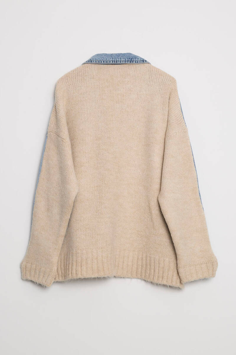 Cemo Triko Panel Detaylı Oversize Kot Ceket