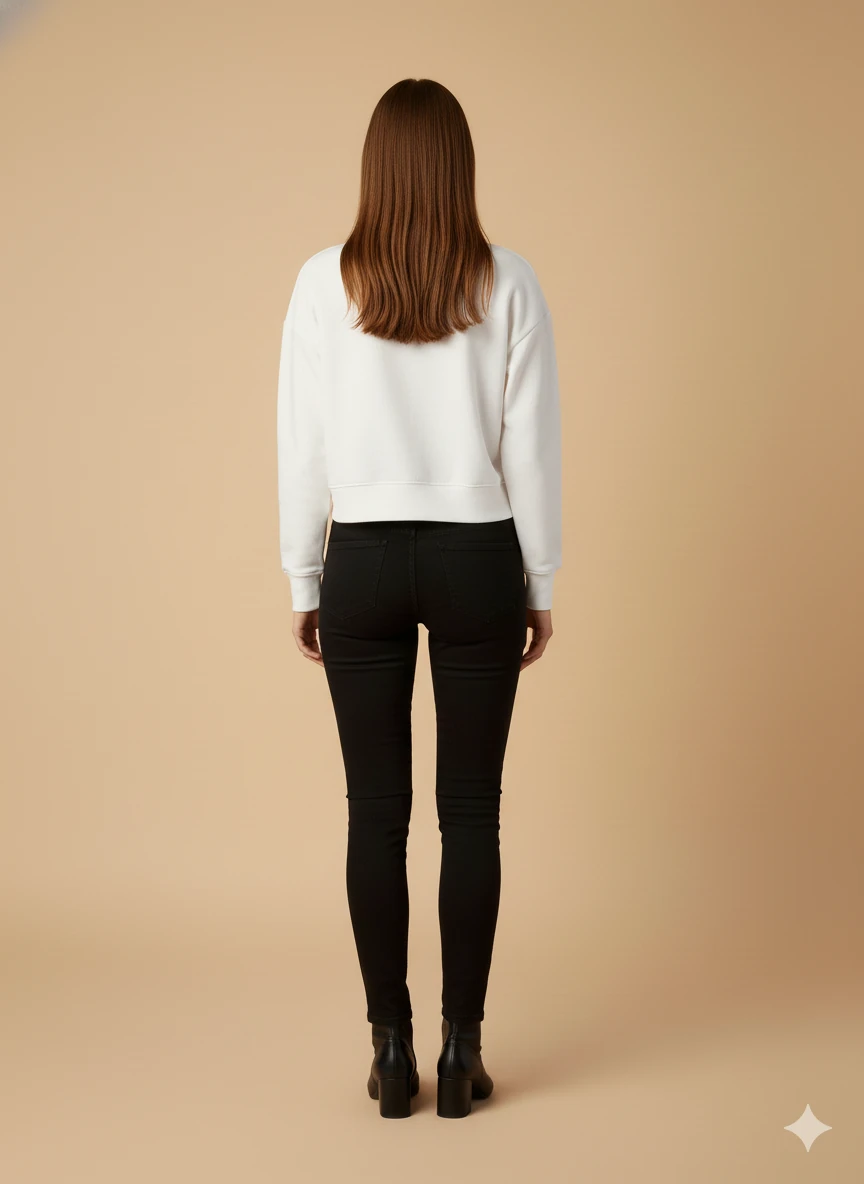 Kadın Uzun Kollu Kısa Kazak Taşlı Detaylı Crop Üst Giyim