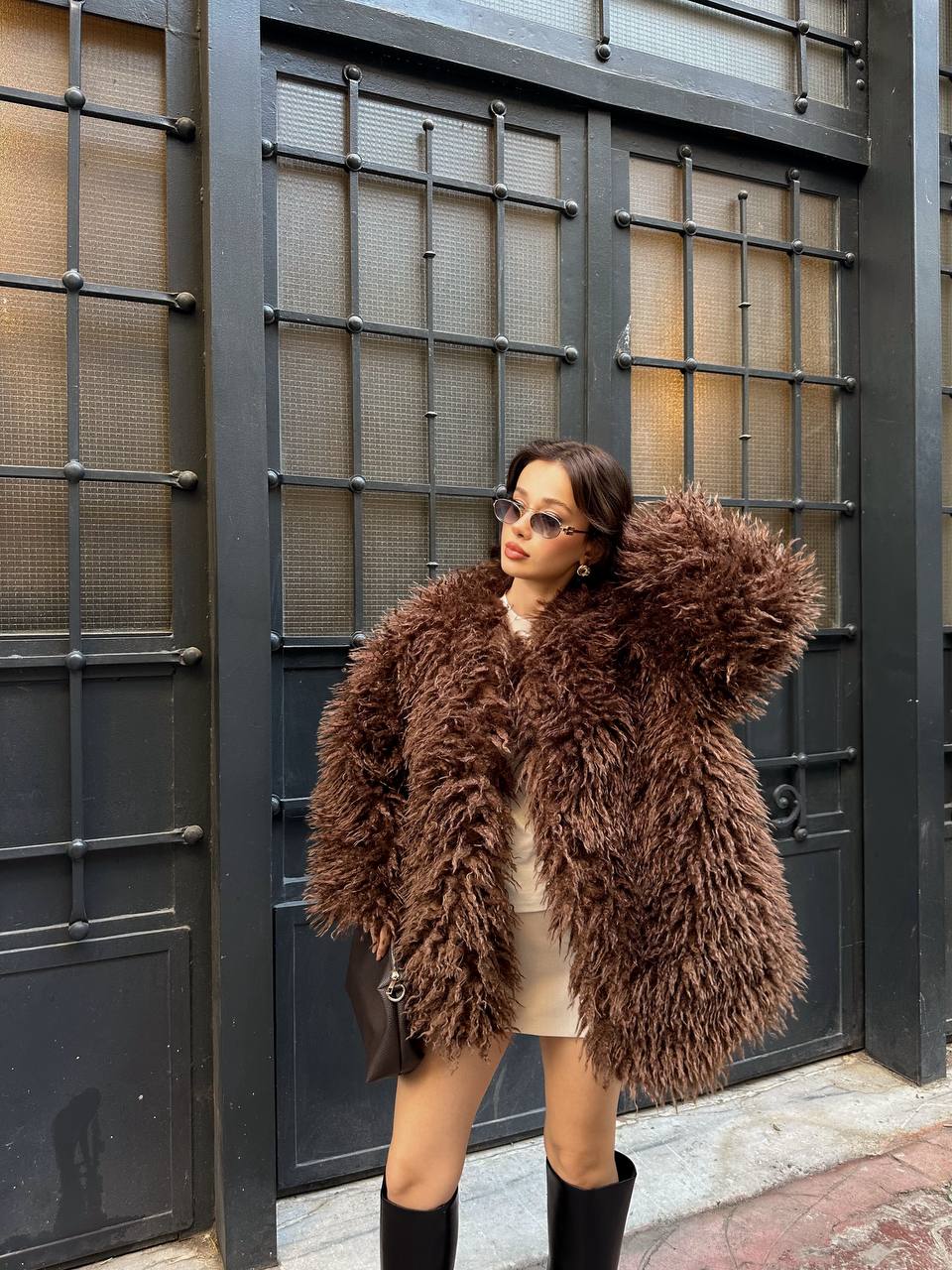 Deve Tüylü Teddy Kürk Büyük Boy Mont