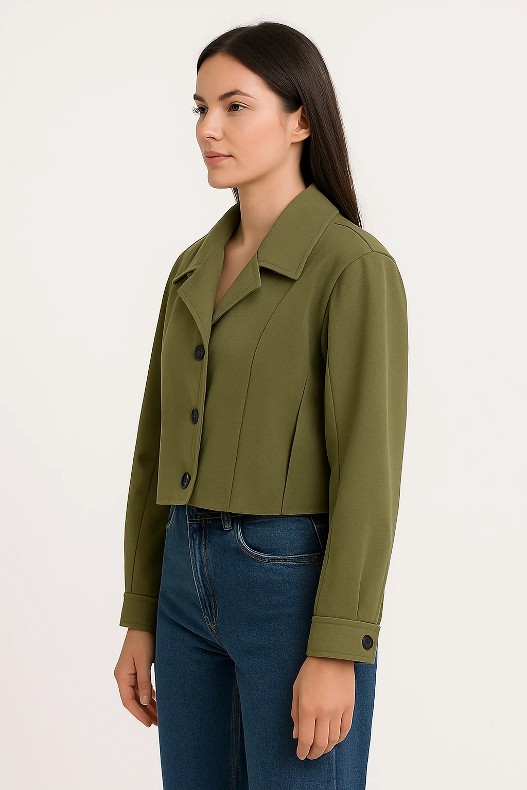 PİLE DETAYLI TRENC - Haki Yeşili