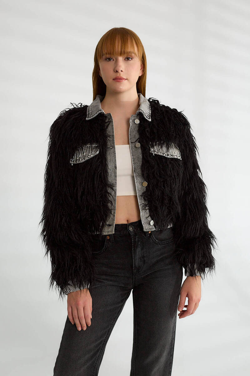 Taşlı Peluş-Jean Mont  - Siyah