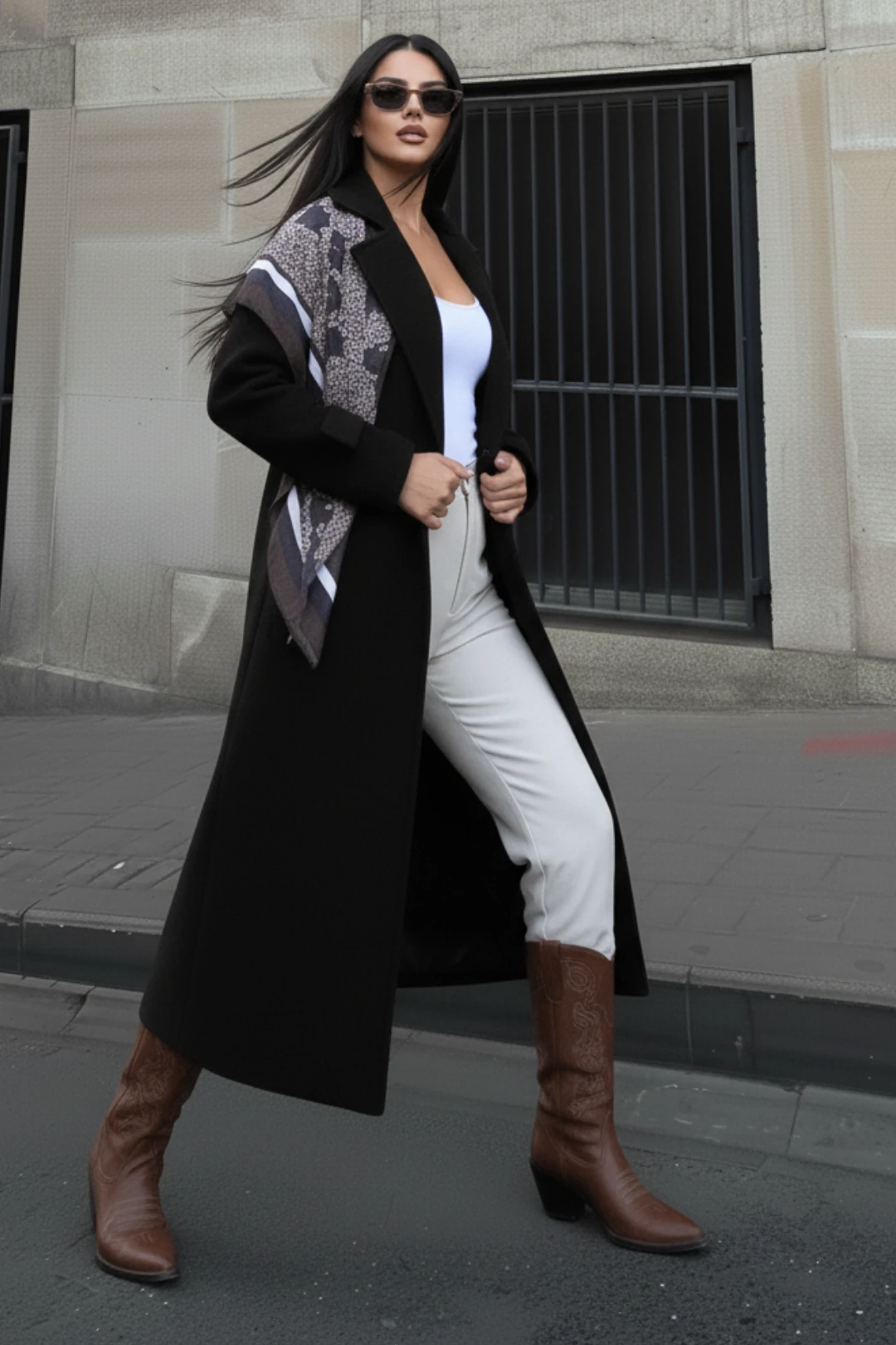 Kruvaze Kesim Kışlık Trençkot Palto - Siyah