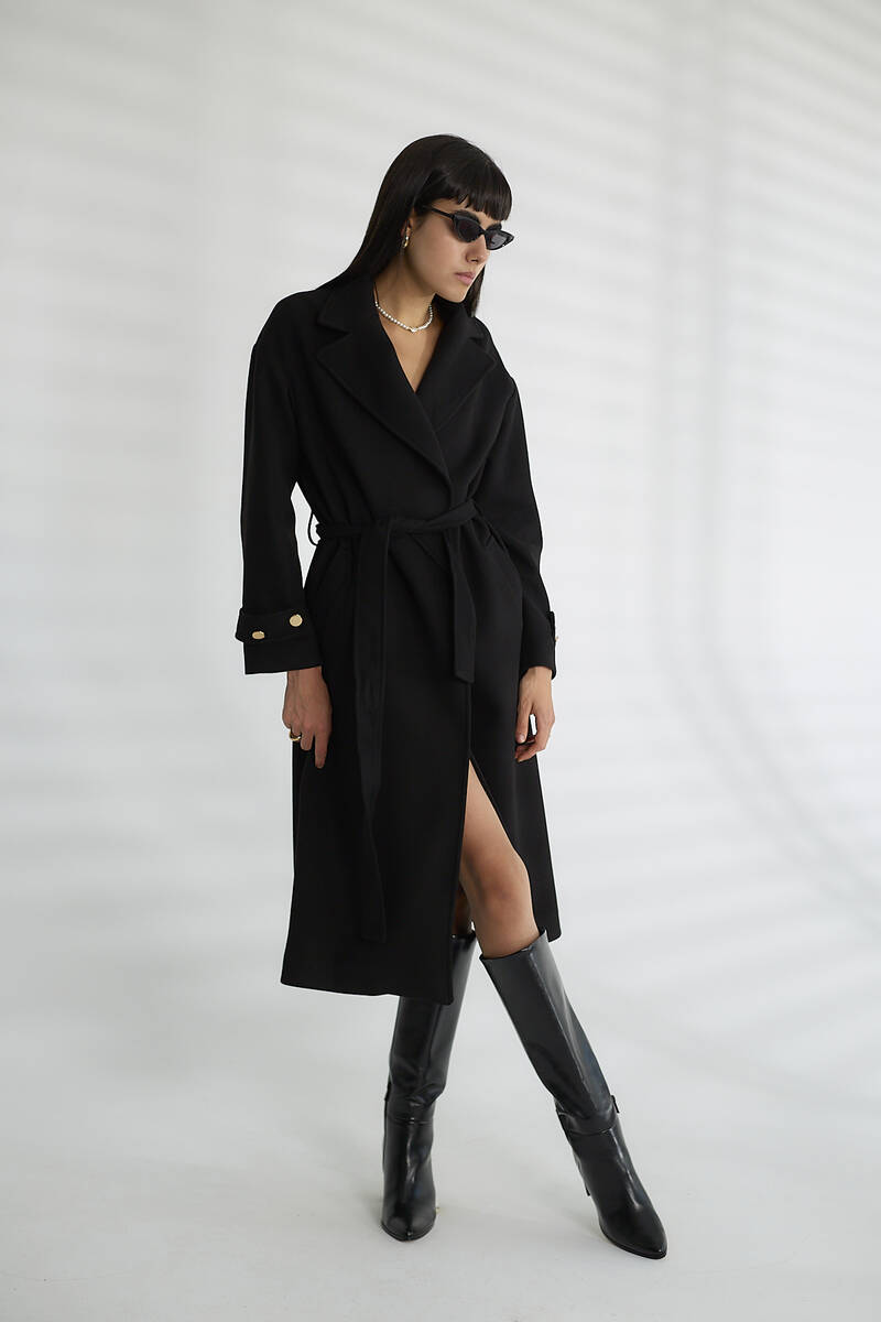 KADIN GOLD DÜGMELİ KABAN - Siyah