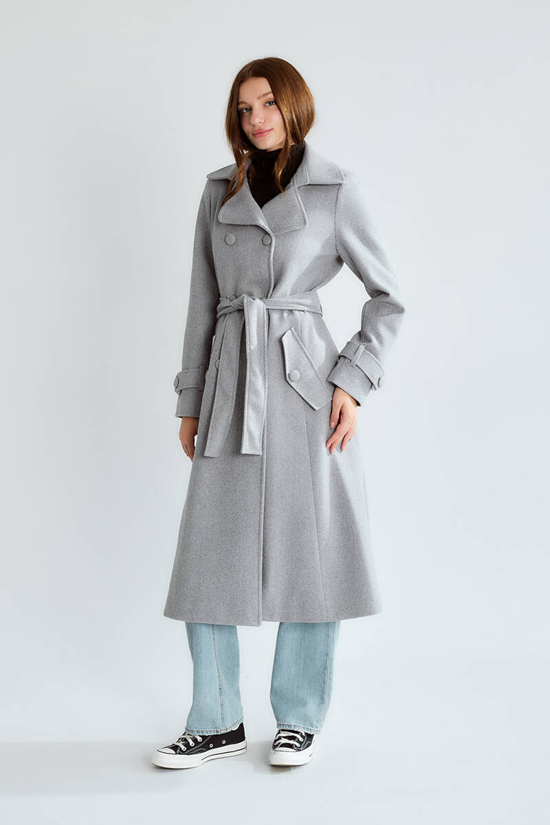 KADIN GOLD DÜGMELİ KABAN - Gri