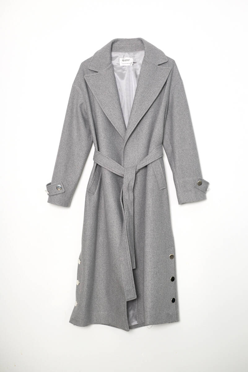 KADIN GOLD DÜGMELİ KABAN - Gri