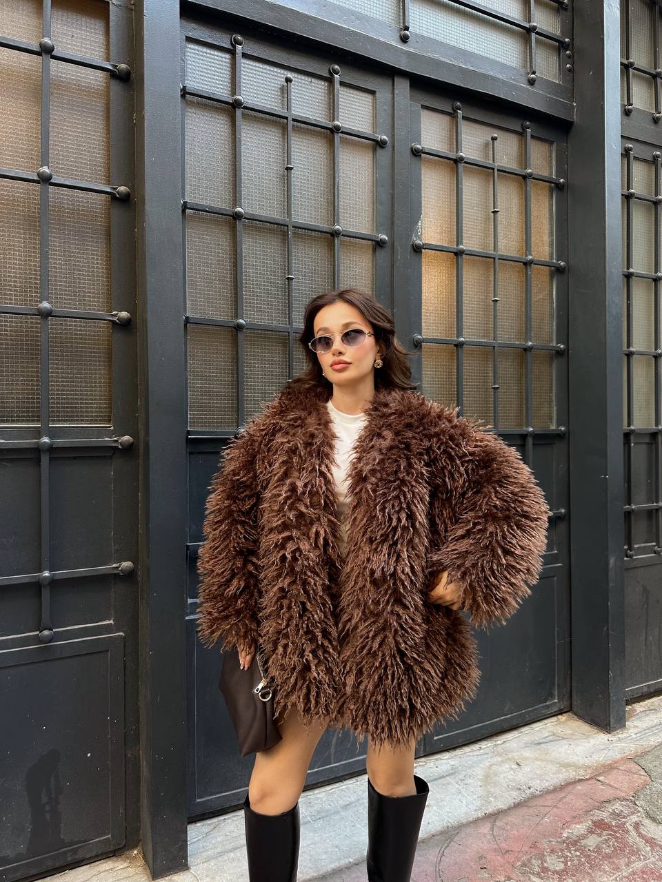 Deve Tüylü Teddy Kürk Büyük Boy Mont