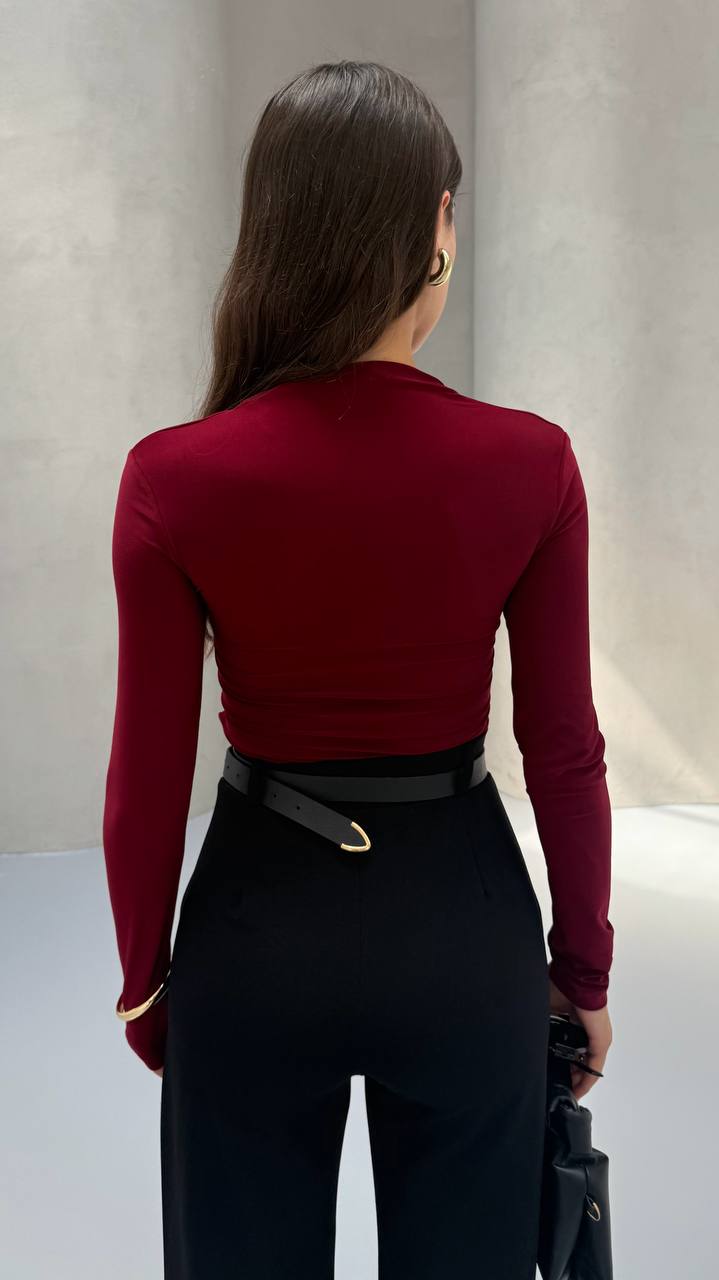 DAMLA AKSESUARLI BLUZ - Bordo