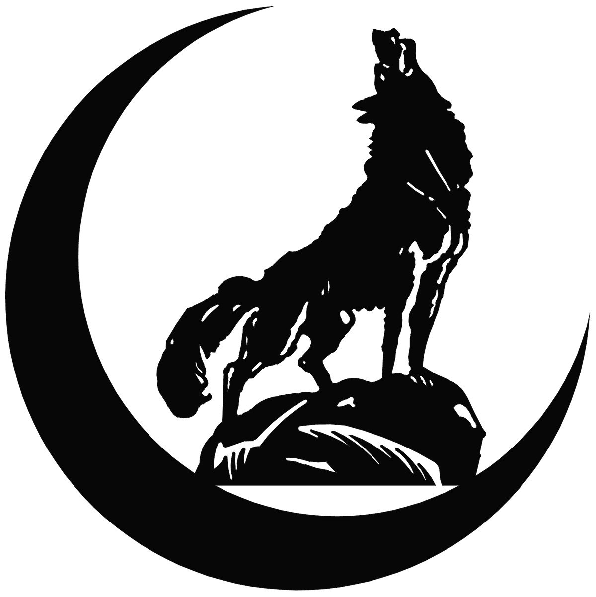 Metal Wall Art Howling Wolf with Crescent Moon