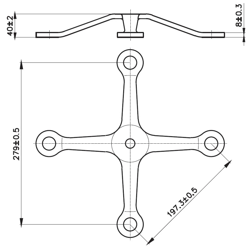 SBA 106 Stainless Steel 4-Arm Spider Fitting