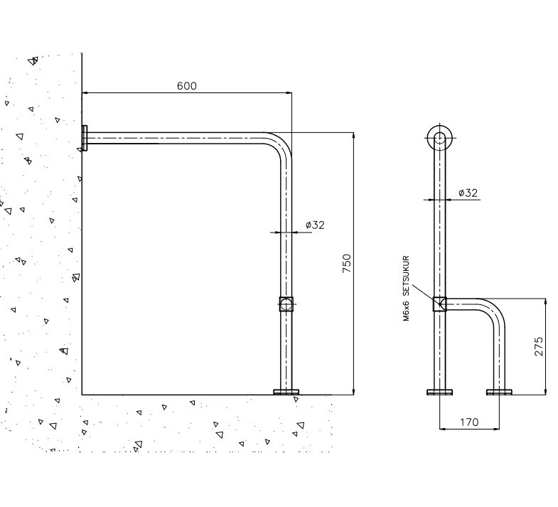 Stainless Steel Disabled Toilet Grab Bar, 90-Degree Floor-to-Wall, Rotatable Support Leg