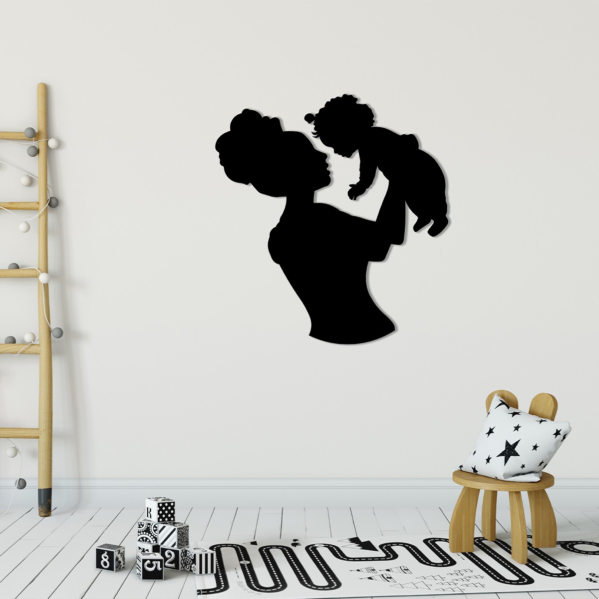 Metal Wall Art Tender Mother and Baby Playtime