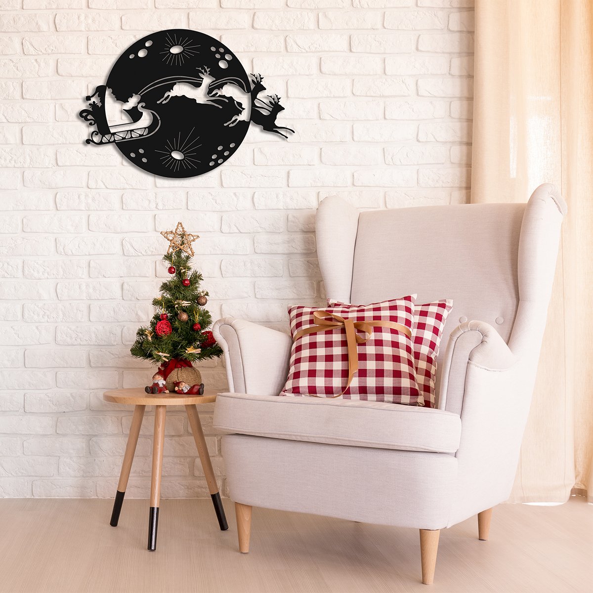 Metal Wall Art Detailed Moonlight Santa and Sleigh Reindeer