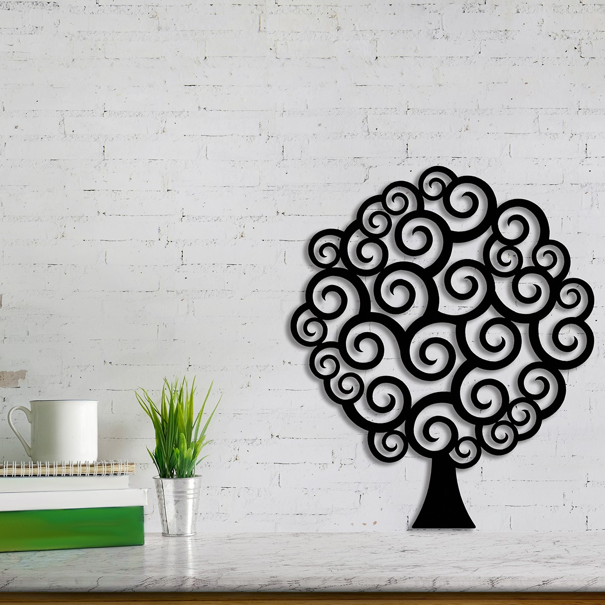Metal Wall Art Swirling Black Tree