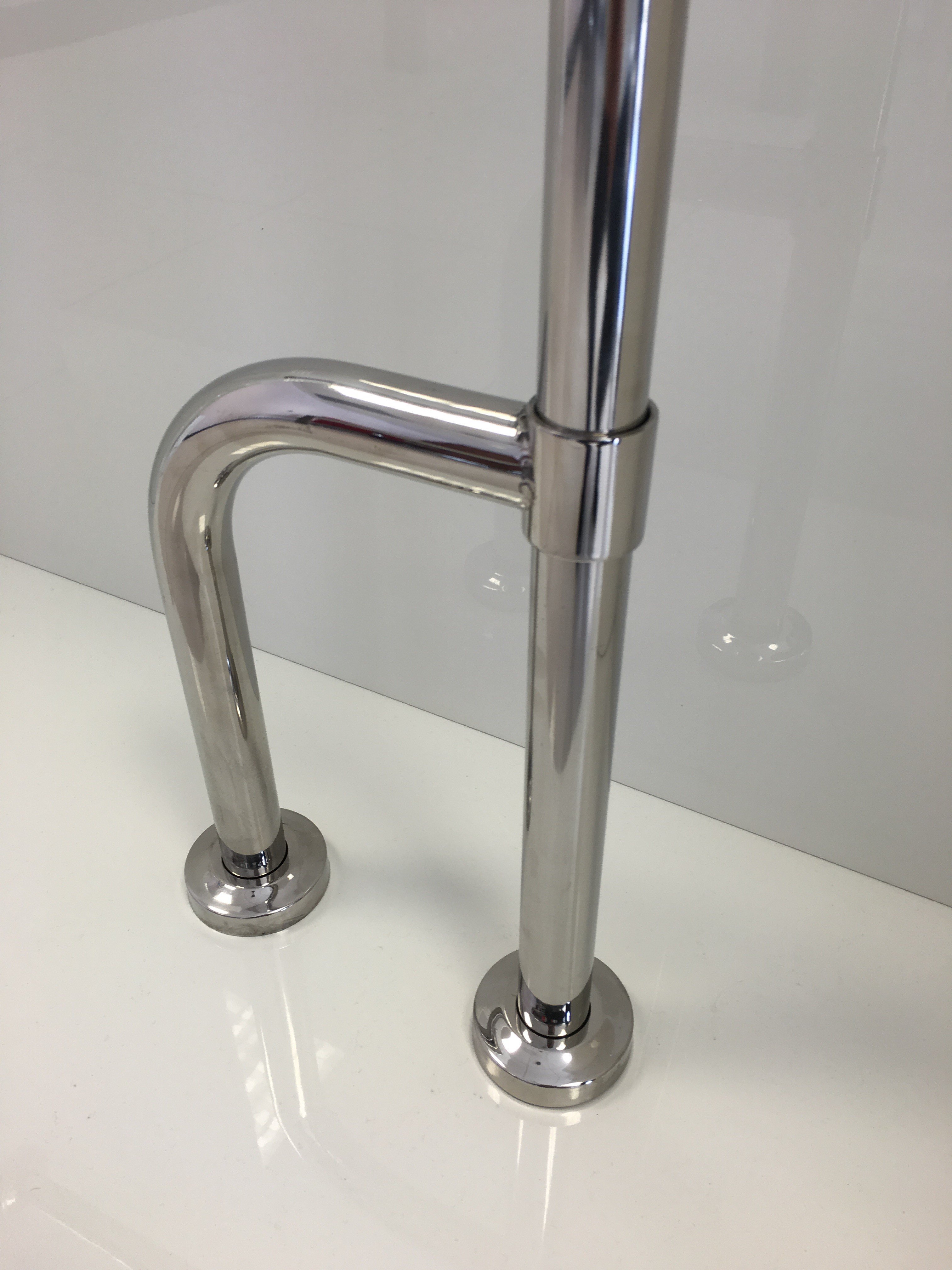 Stainless Steel Disabled Toilet Grab Bar, 90-Degree Floor-to-Wall, Rotatable Support Leg