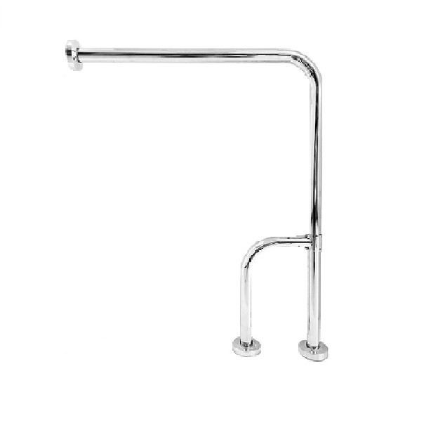 Stainless Steel Disabled Toilet Grab Bar, 90-Degree Floor-to-Wall, Rotatable Support Leg