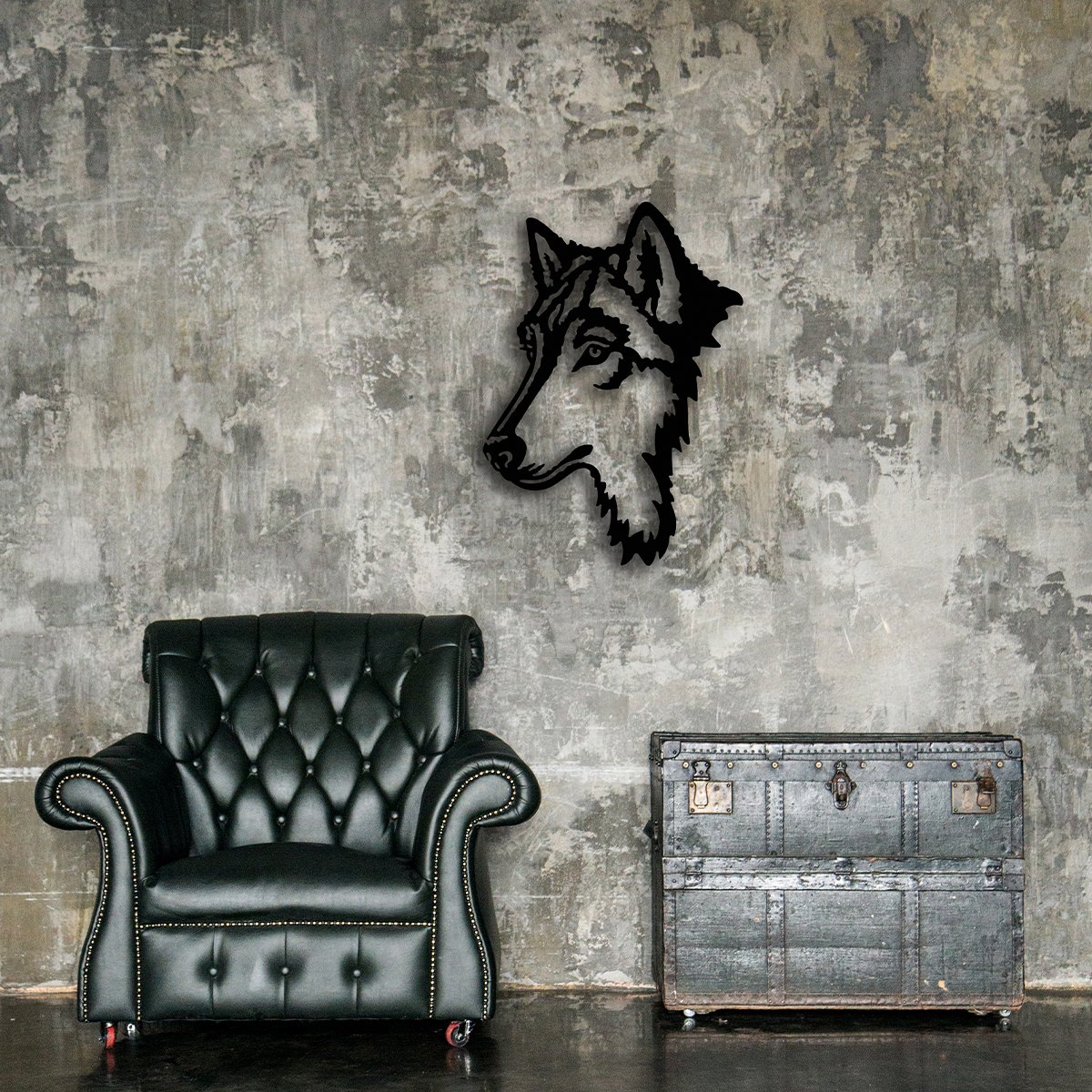 Metal Wall Art Wolf Head Silhouette