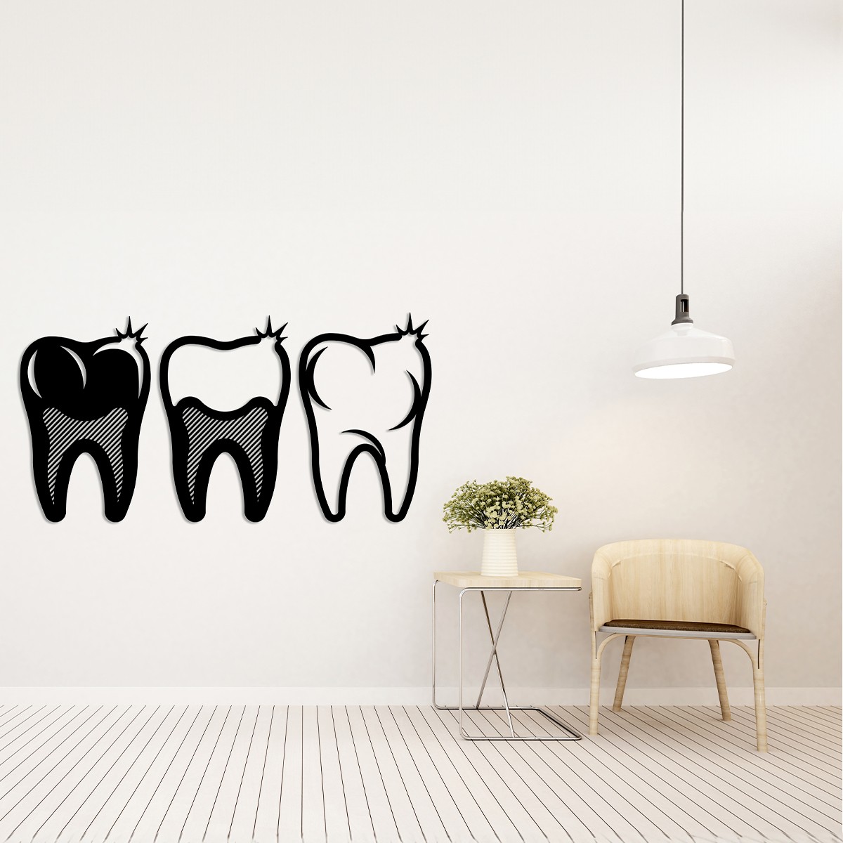 Metal Wall Art Stylized Teeth SET-A-B-C