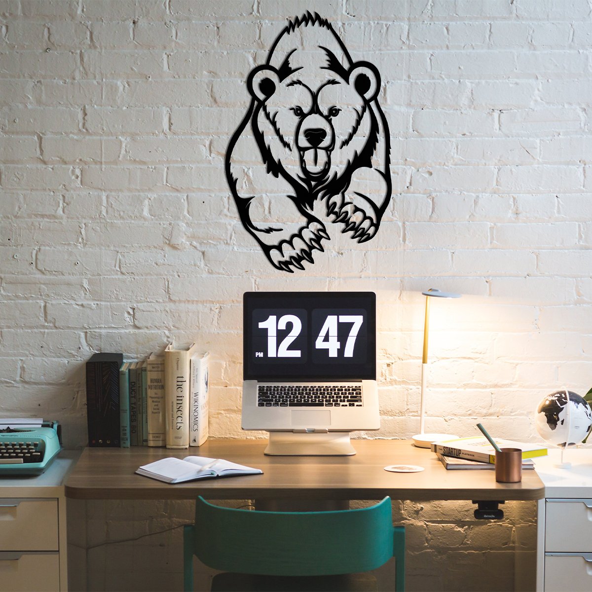Metal Wall Art Angry Grizzly Bear in Pursuit