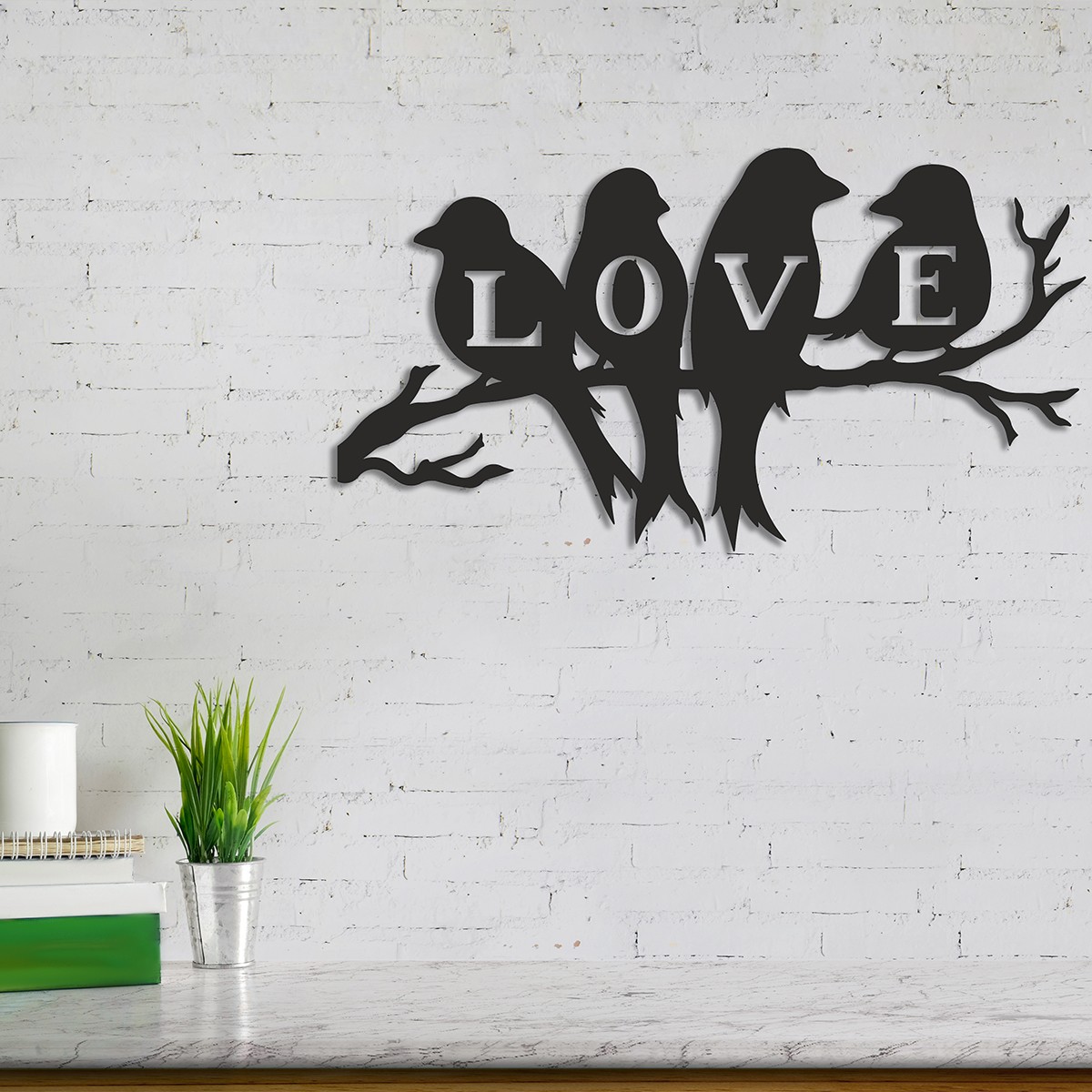 Metal Wall Art Lovebird Family