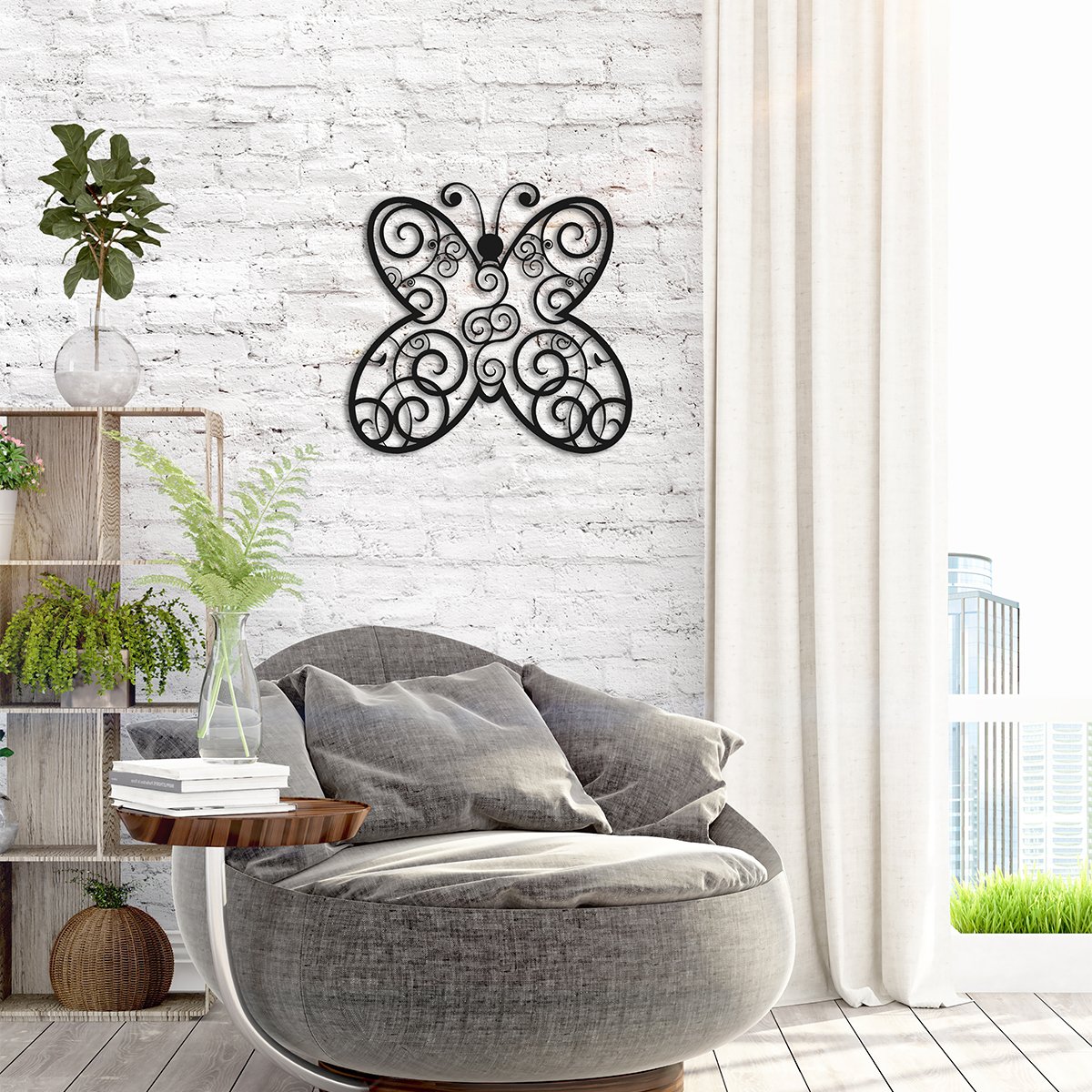 Metal Wall Art Elegant Butterfly Theme