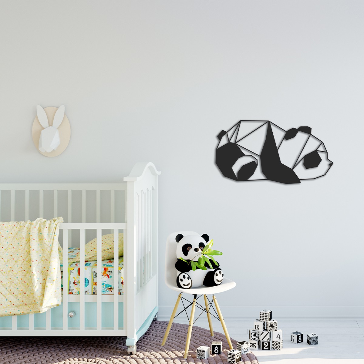 Metal Wall Art Geometric Baby Panda